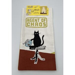 Blue Q Retro Dish Towel Agent of Chaos Cat Lover Pet Mom Cotton Kitchen Decor